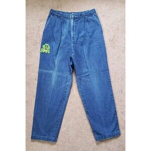 Vintage 80s Chic Best Fit High Rise Mom Embroidered Frog Graphic Blue Jeans 12